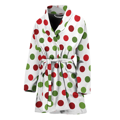 Merry Christmas Polka Dot Pattern Print Women's Bathrobe