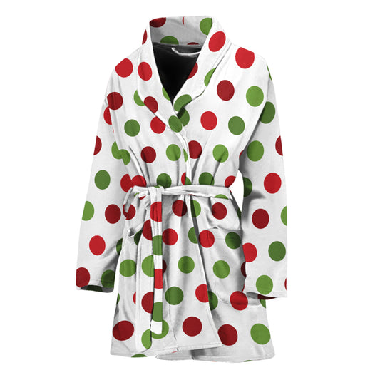 Merry Christmas Polka Dot Pattern Print Women's Bathrobe