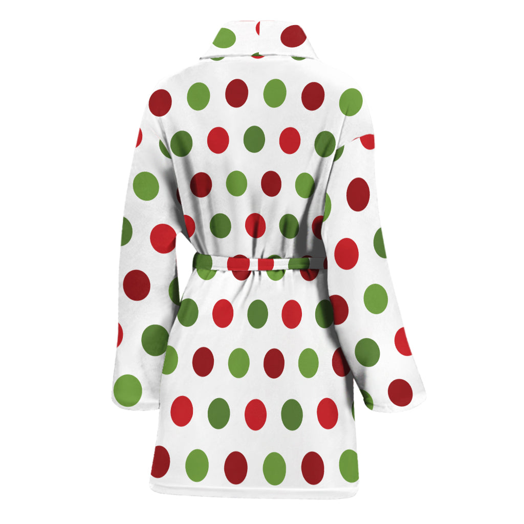 Merry Christmas Polka Dot Pattern Print Women's Bathrobe
