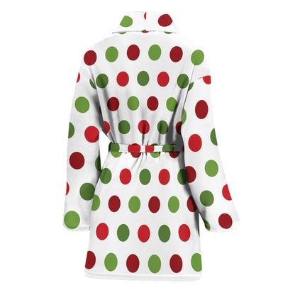 Merry Christmas Polka Dot Pattern Print Women's Bathrobe