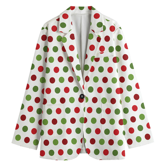 Merry Christmas Polka Dot Pattern Print Women's Blazer