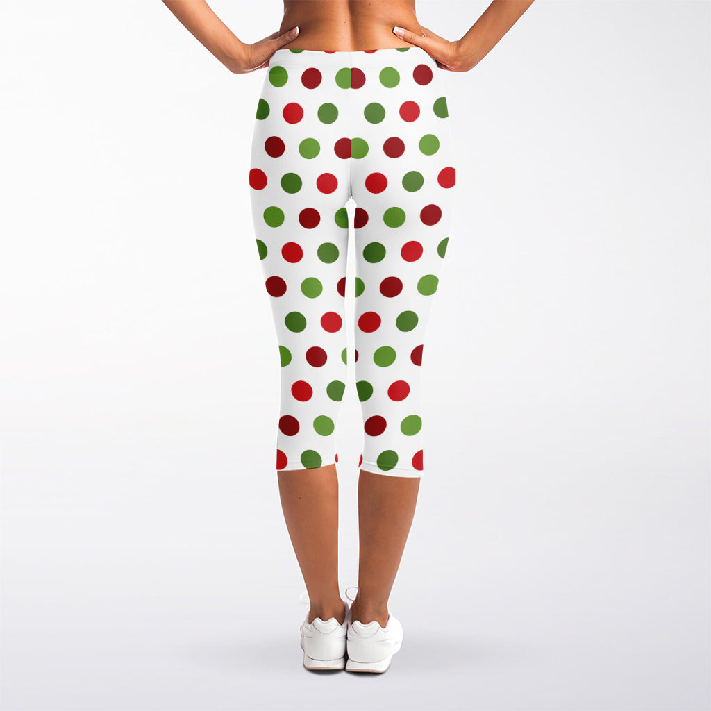 Merry Christmas Polka Dot Pattern Print Women's Capri Leggings