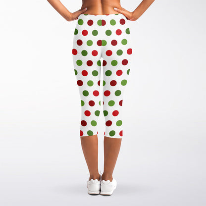 Merry Christmas Polka Dot Pattern Print Women's Capri Leggings