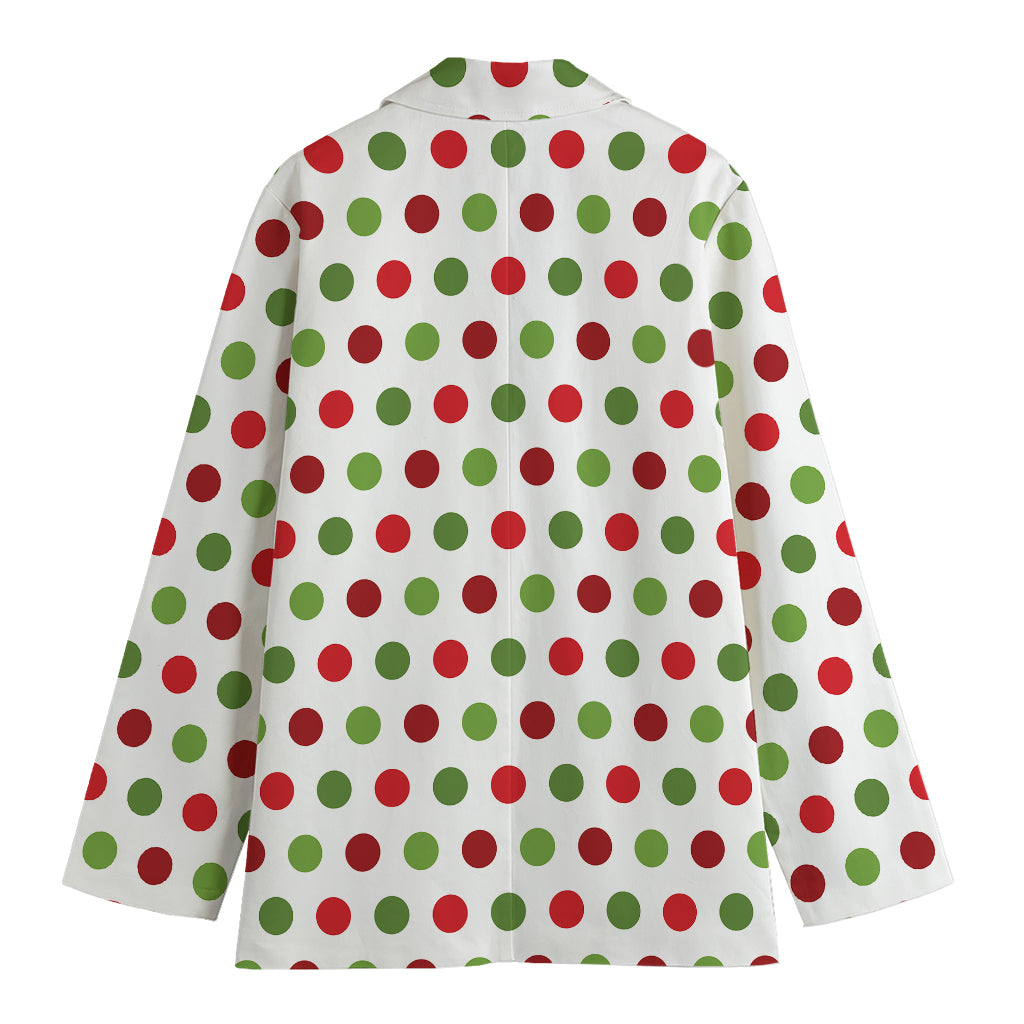 Merry Christmas Polka Dot Pattern Print Women's Cotton Blazer