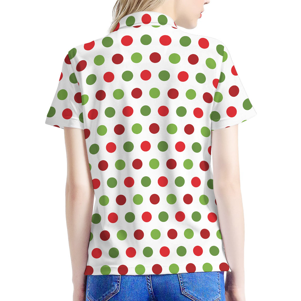 Merry Christmas Polka Dot Pattern Print Women's Polo Shirt