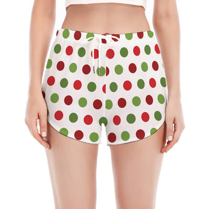 Merry Christmas Polka Dot Pattern Print Women's Split Running Shorts