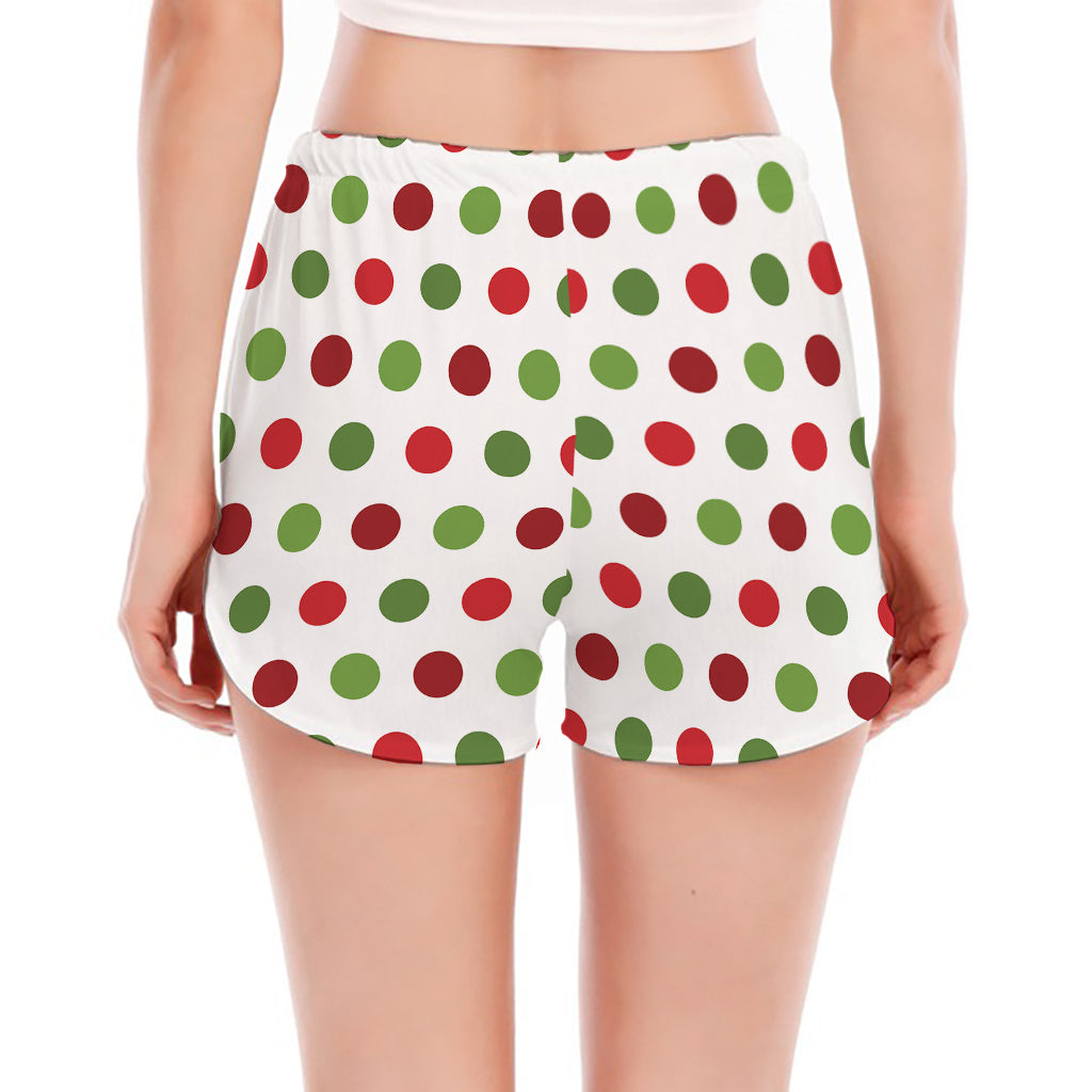 Merry Christmas Polka Dot Pattern Print Women's Split Running Shorts