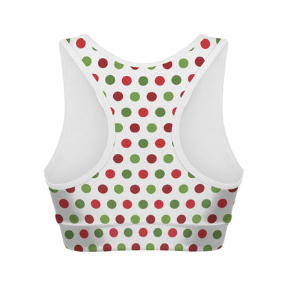 Merry Christmas Polka Dot Pattern Print Women's Sports Bra