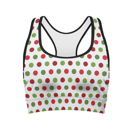 Merry Christmas Polka Dot Pattern Print Women's Sports Bra