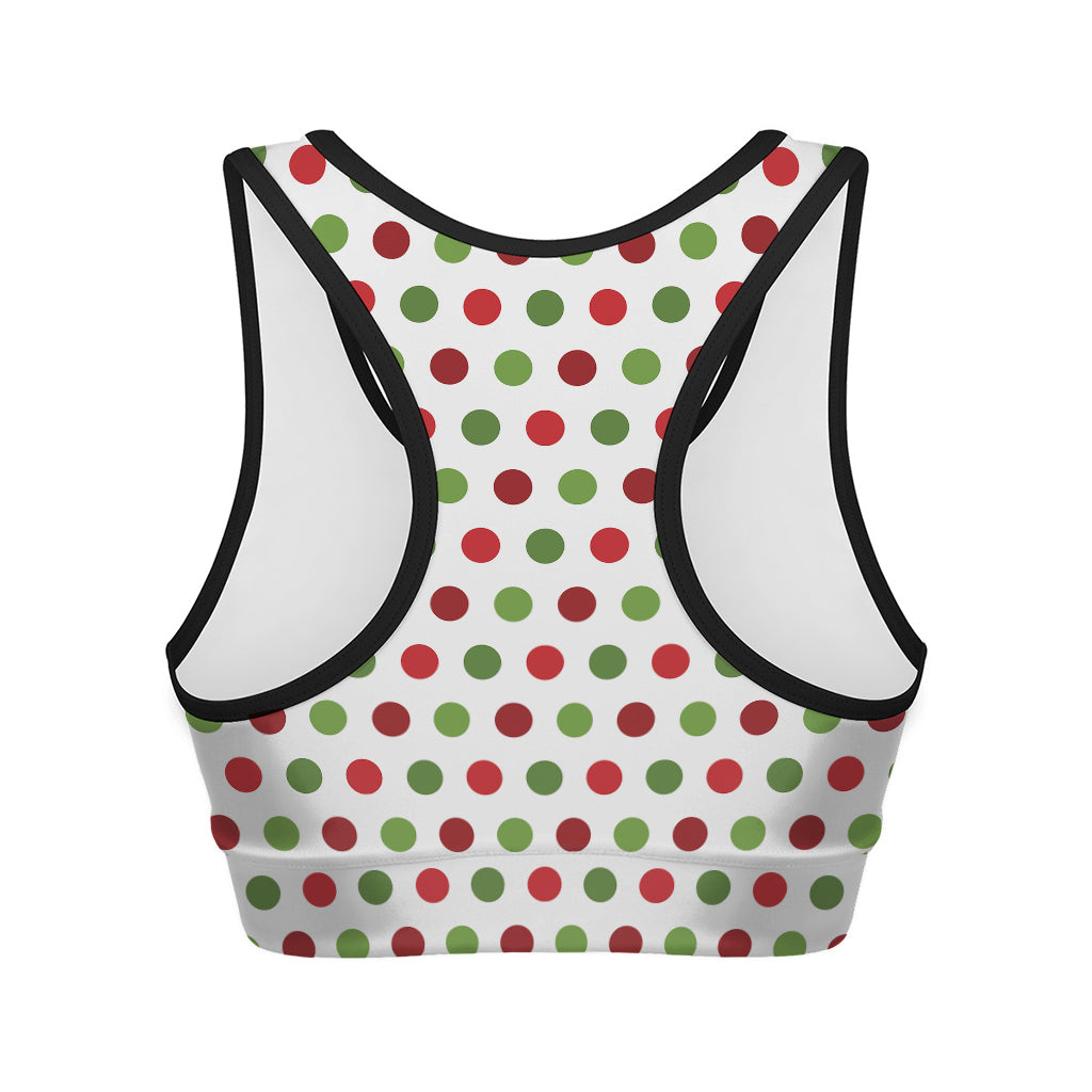 Merry Christmas Polka Dot Pattern Print Women's Sports Bra