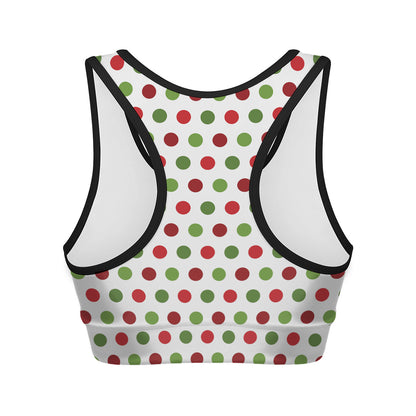 Merry Christmas Polka Dot Pattern Print Women's Sports Bra