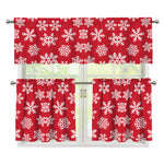 Merry Christmas Snowflakes Pattern Print 3 Piece Kitchen Curtains