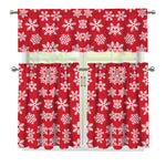 Merry Christmas Snowflakes Pattern Print 3 Piece Kitchen Curtains