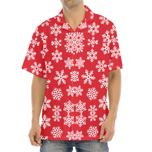 Merry Christmas Snowflakes Pattern Print Aloha Shirt