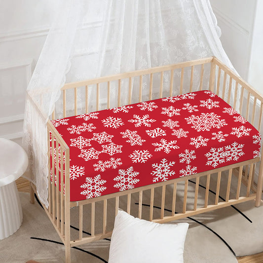 Merry Christmas Snowflakes Pattern Print Baby Crib Sheet