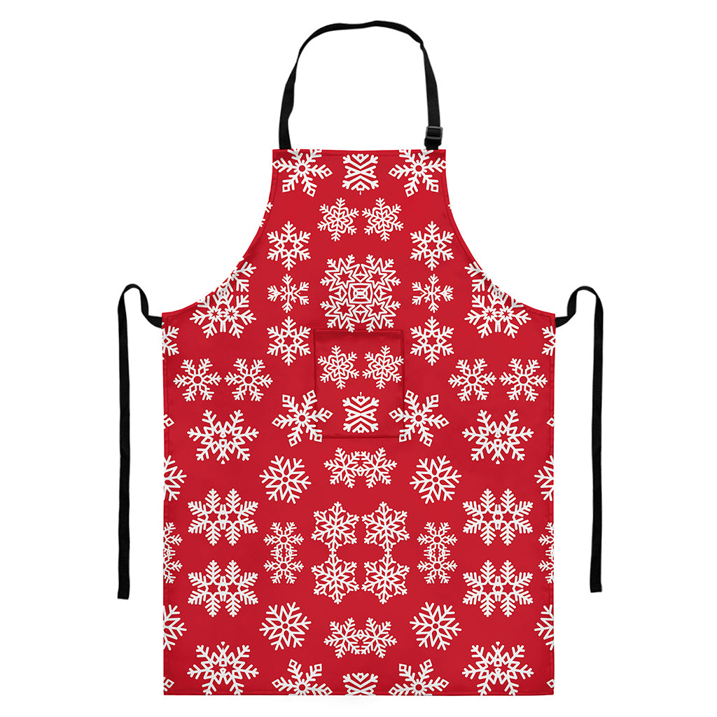 Merry Christmas Snowflakes Pattern Print Bib Apron With Pocket