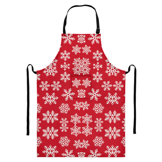 Merry Christmas Snowflakes Pattern Print Bib Apron With Pocket