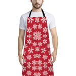 Merry Christmas Snowflakes Pattern Print Bib Apron With Pocket