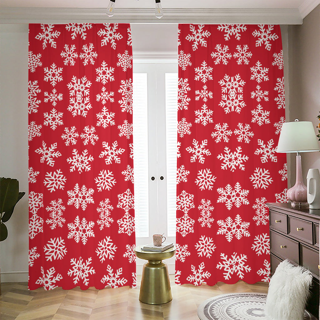 Merry Christmas Snowflakes Pattern Print Blackout Pencil Pleat Curtains