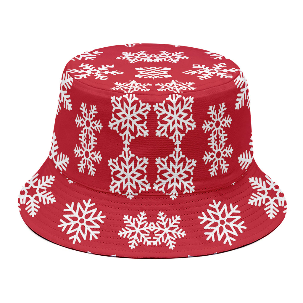 Merry Christmas Snowflakes Pattern Print Bucket Hat