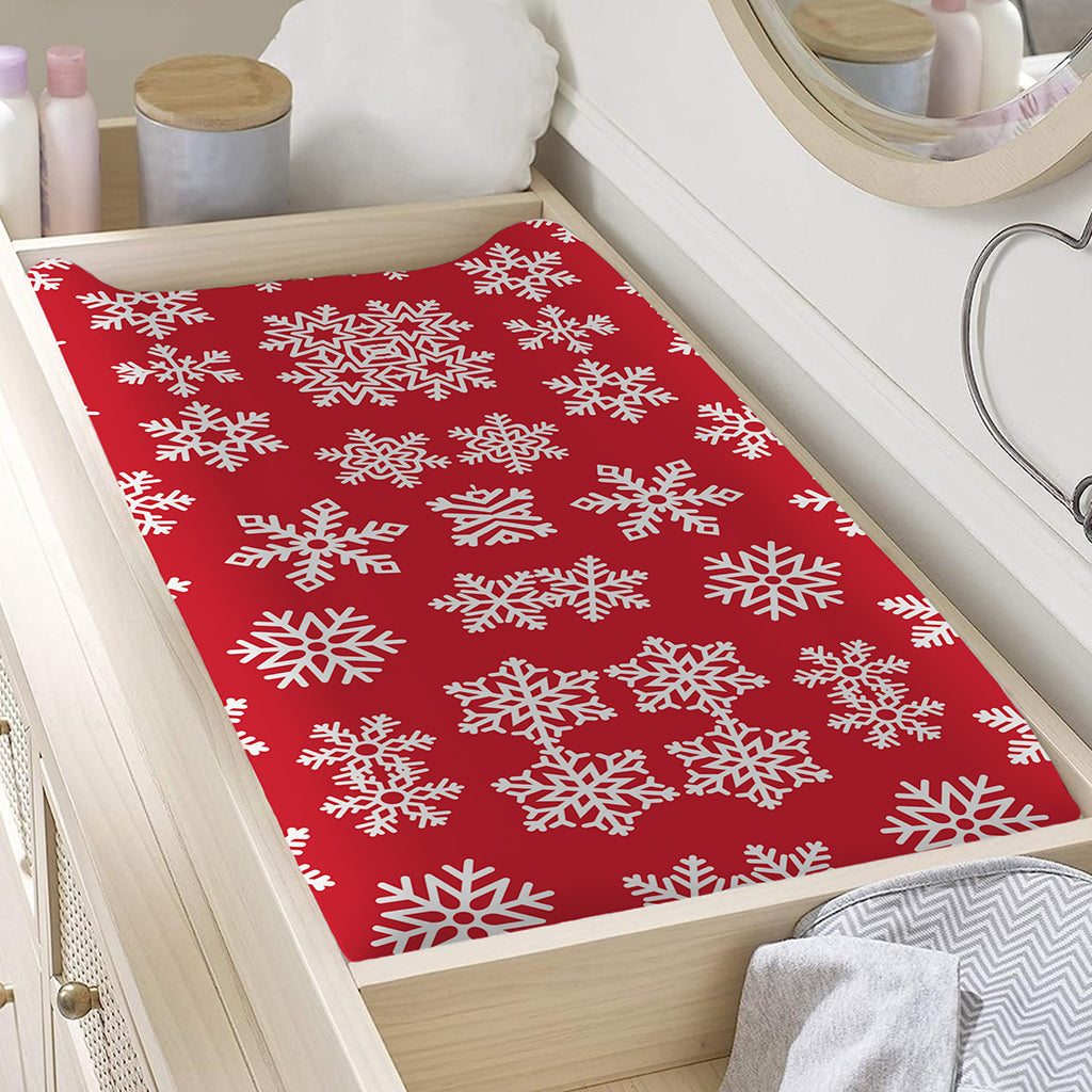 Merry Christmas Snowflakes Pattern Print Changing Pad Cover