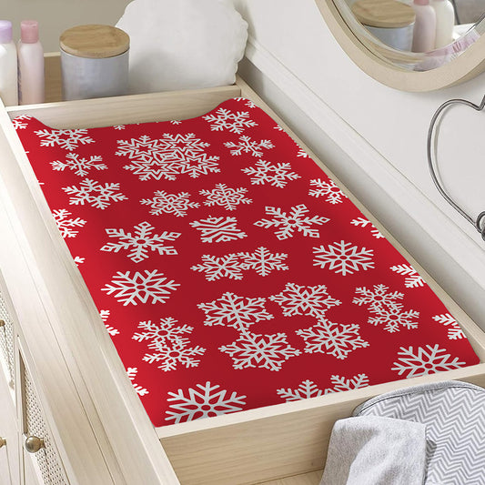 Merry Christmas Snowflakes Pattern Print Changing Pad Cover