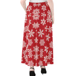 Merry Christmas Snowflakes Pattern Print Chiffon Maxi Skirt