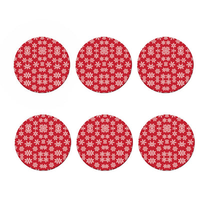 Merry Christmas Snowflakes Pattern Print Coaster Set