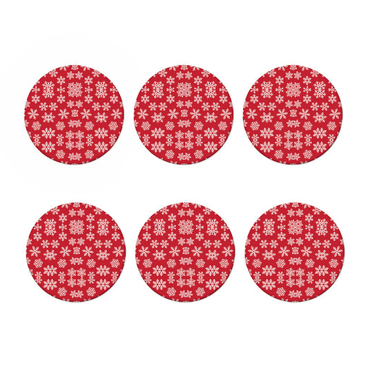 Merry Christmas Snowflakes Pattern Print Coaster Set