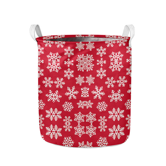 Merry Christmas Snowflakes Pattern Print Collapsible Laundry Basket
