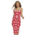 Merry Christmas Snowflakes Pattern Print Cross Back Cami Dress