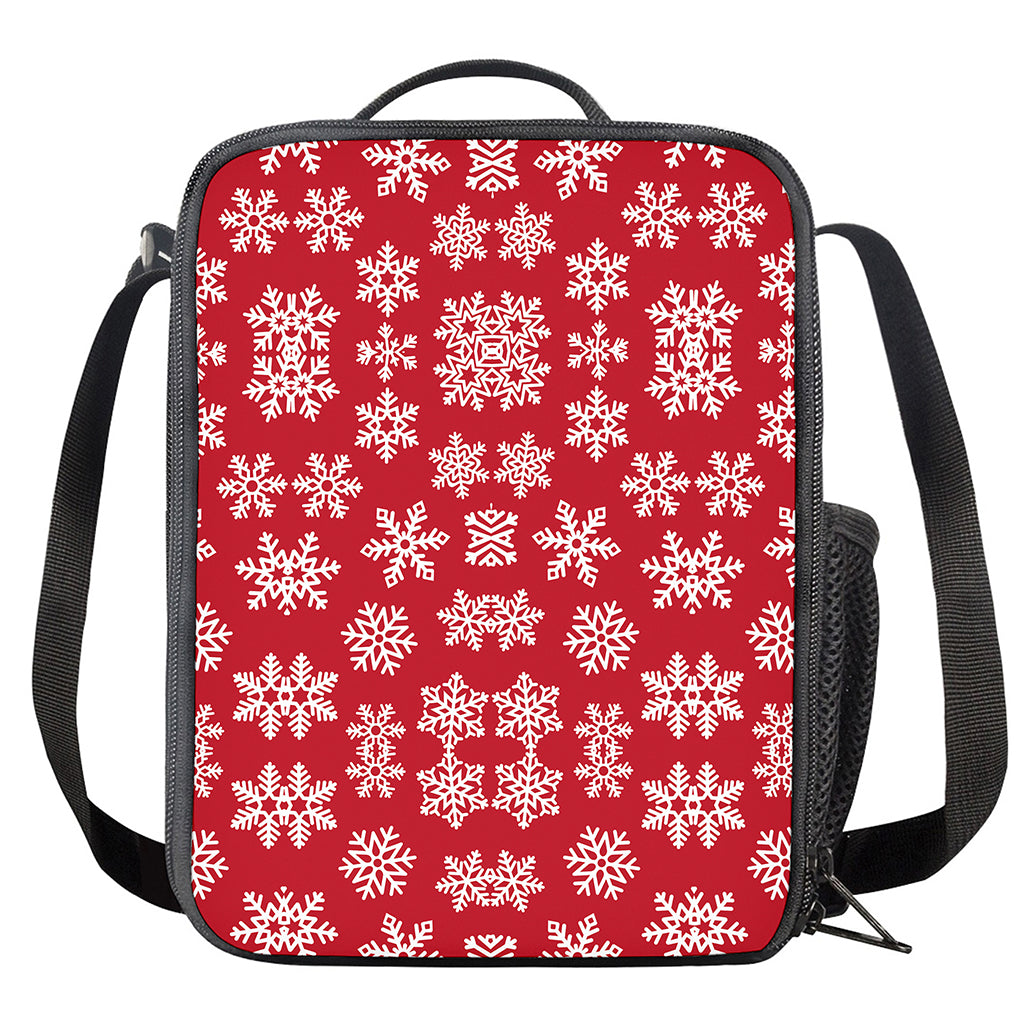 Merry Christmas Snowflakes Pattern Print Crossbody Lunch Bag