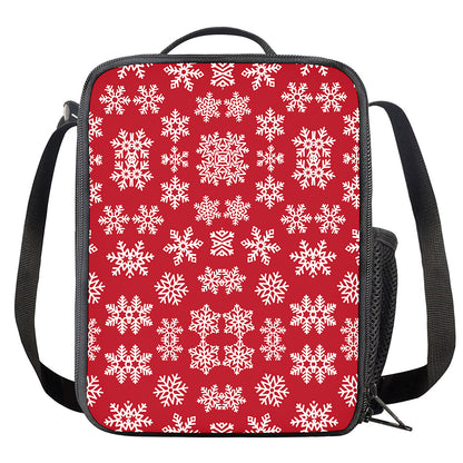 Merry Christmas Snowflakes Pattern Print Crossbody Lunch Bag
