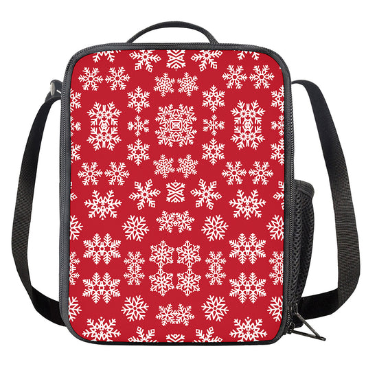 Merry Christmas Snowflakes Pattern Print Crossbody Lunch Bag