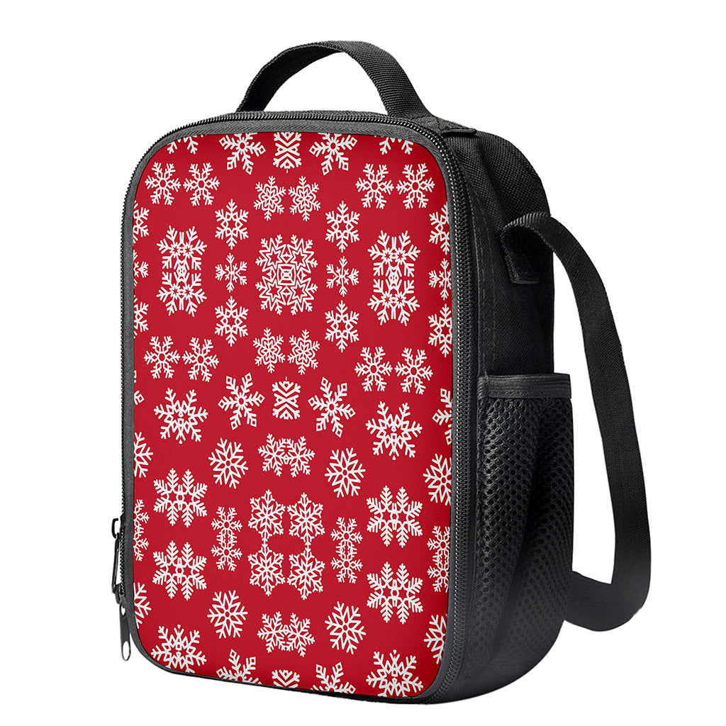 Merry Christmas Snowflakes Pattern Print Crossbody Lunch Bag