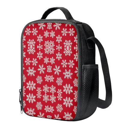Merry Christmas Snowflakes Pattern Print Crossbody Lunch Bag