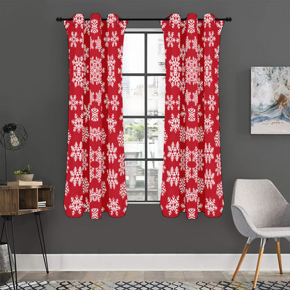 Merry Christmas Snowflakes Pattern Print Curtain