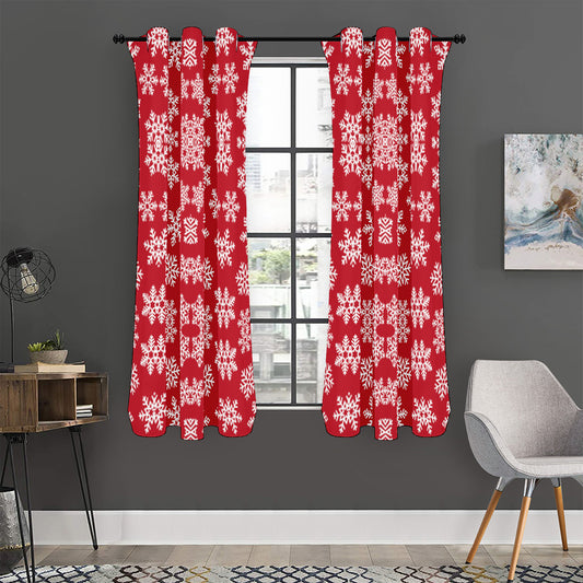Merry Christmas Snowflakes Pattern Print Curtain