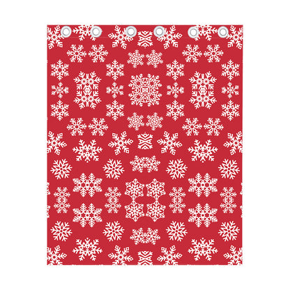 Merry Christmas Snowflakes Pattern Print Curtain