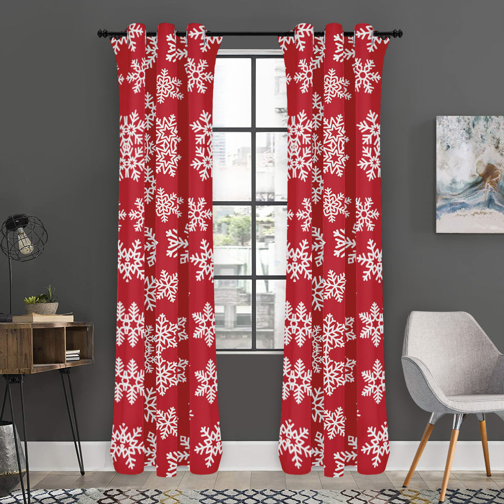 Merry Christmas Snowflakes Pattern Print Curtain
