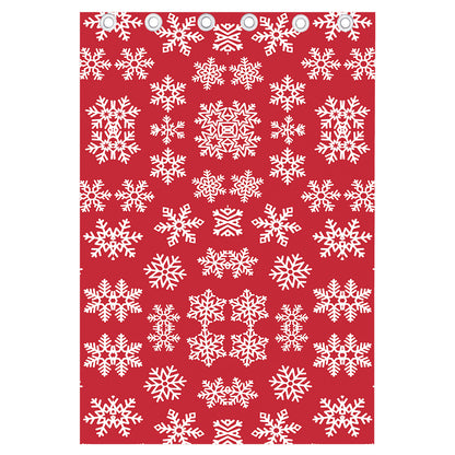 Merry Christmas Snowflakes Pattern Print Curtain