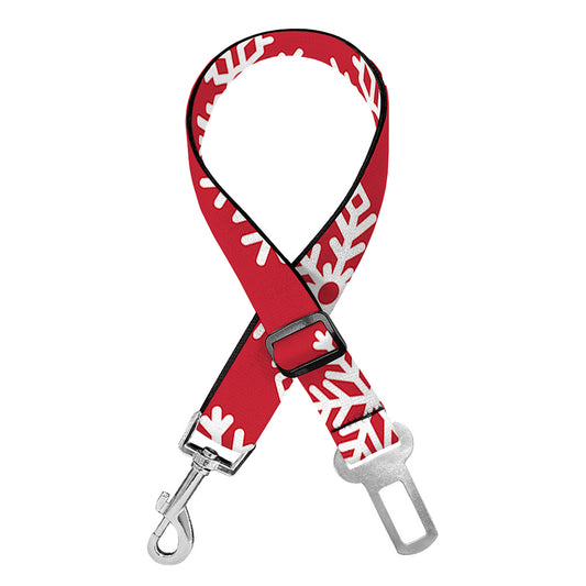 Merry Christmas Snowflakes Pattern Print Dog Seat Belt