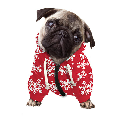Merry Christmas Snowflakes Pattern Print Dog Zip Up Hoodie