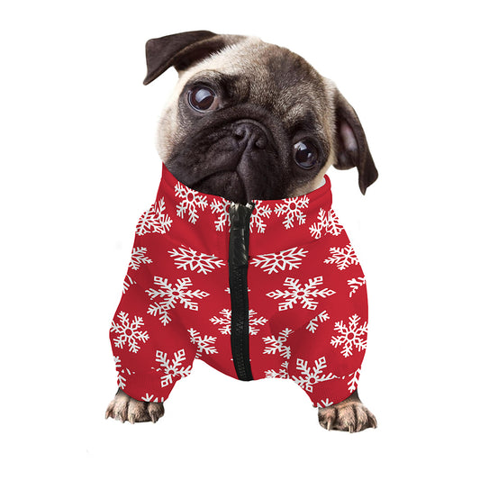 Merry Christmas Snowflakes Pattern Print Dog Zip Up Jacket