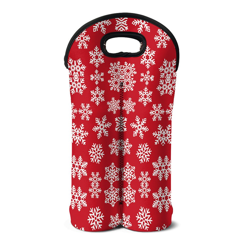 Merry Christmas Snowflakes Pattern Print Double Neoprene Wine Tote
