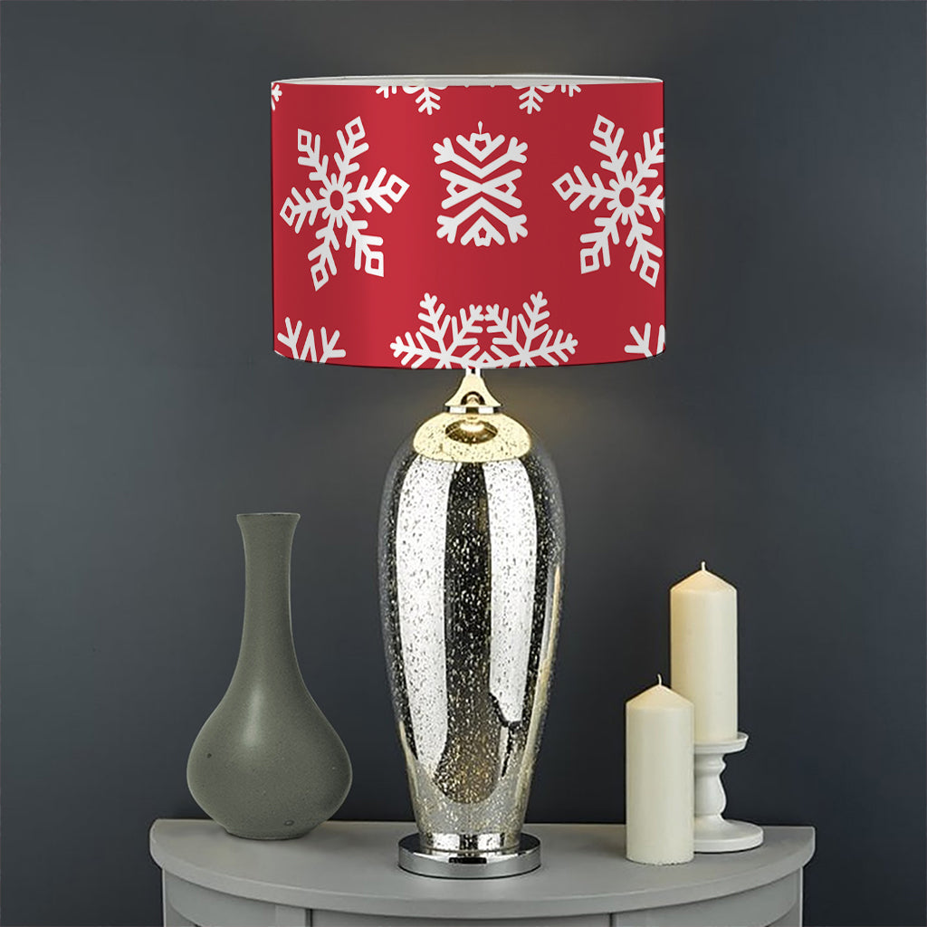Merry Christmas Snowflakes Pattern Print Drum Lamp Shade