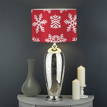 Merry Christmas Snowflakes Pattern Print Drum Lamp Shade