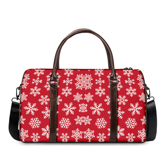 Merry Christmas Snowflakes Pattern Print Duffle Bag