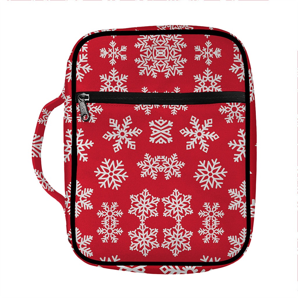 Merry Christmas Snowflakes Pattern Print Front Pocket Bible Bag