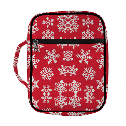 Merry Christmas Snowflakes Pattern Print Front Pocket Bible Bag